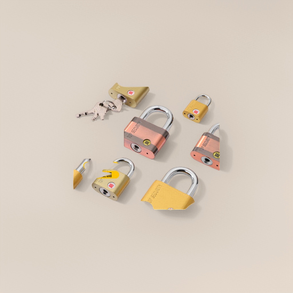 Golden copper-colored retro padlock, metallic texture anti-picking hanging lock, home and office anti-theft lock Specification image