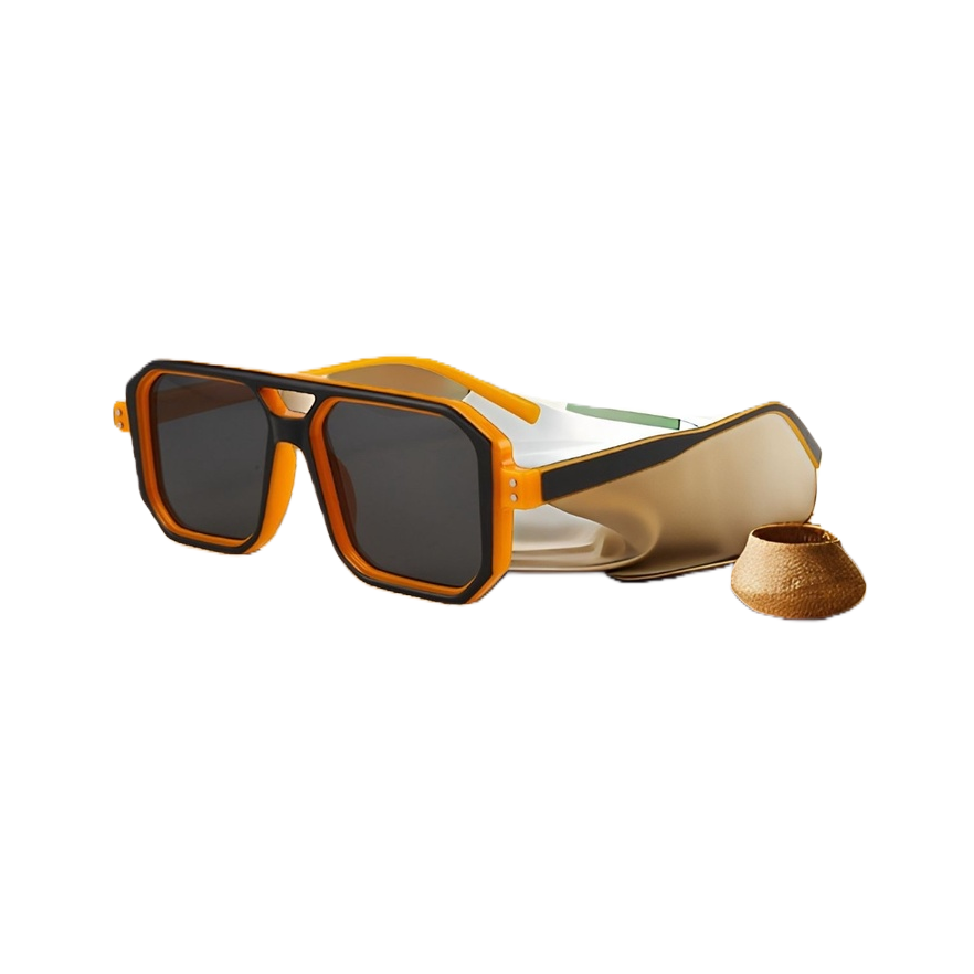 Orange and black framed sunglasses, fashionable UV-resistant polarized sunglasses, suitable for both men and women Item Picture