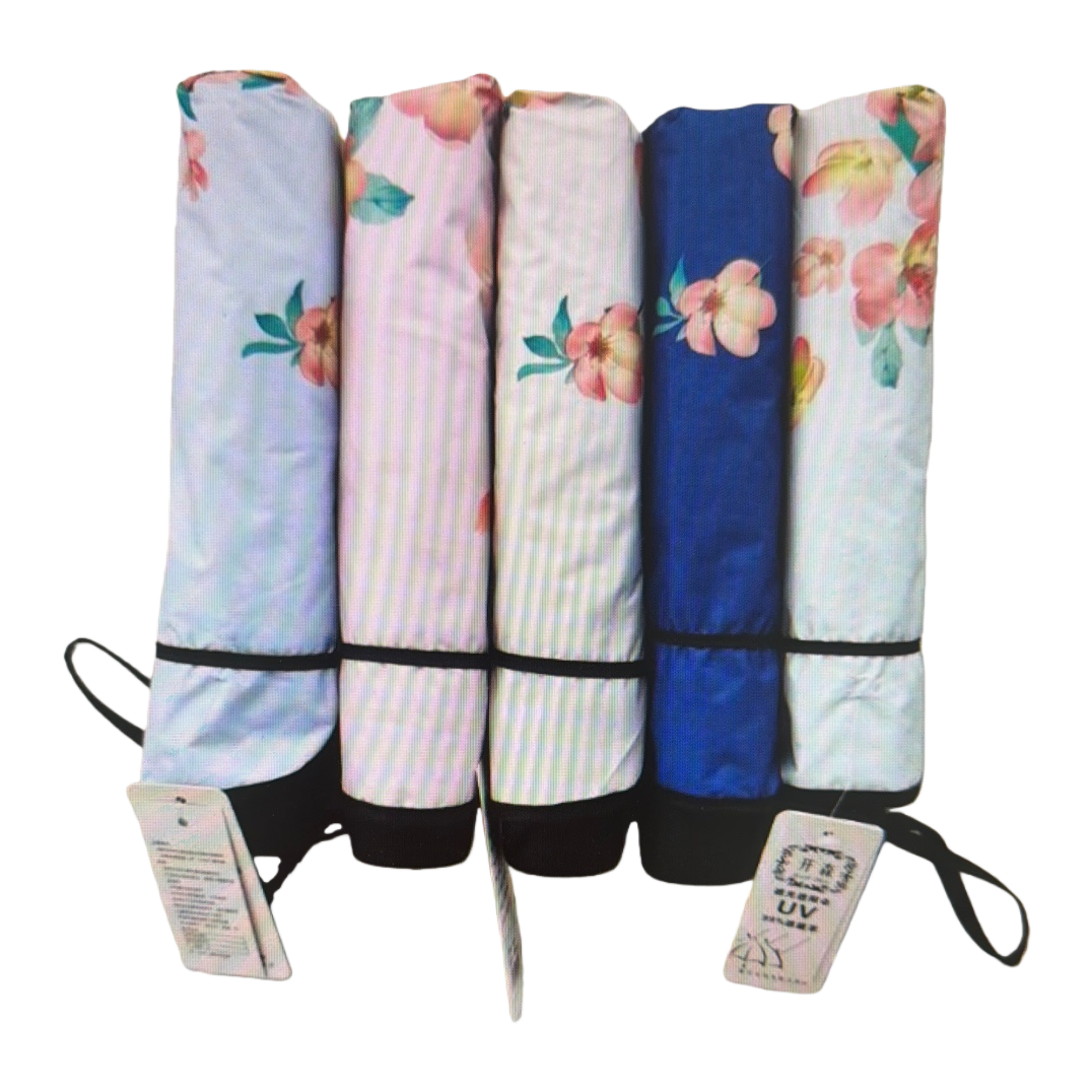 Five foldable umbrellas with floral patterns are portable, suitable for both sun protection and rain, lightweight and compact Item Picture