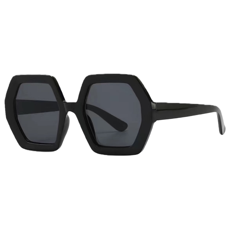 Black hexagonal sunglasses, fashionable UV-resistant polarized sunglasses, suitable for both men and women Item Picture