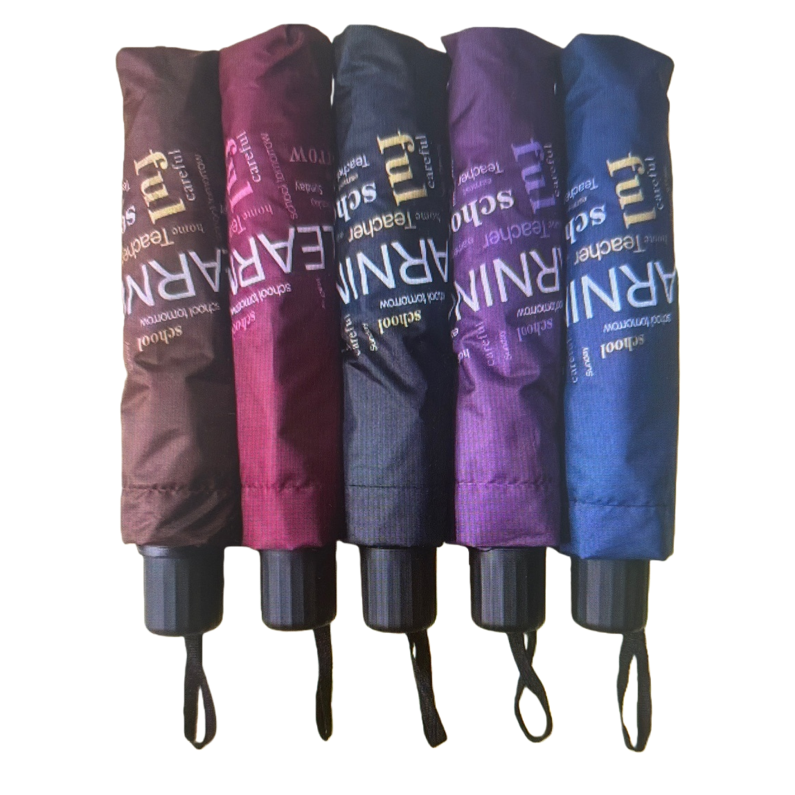 Colorful letter printed all-weather umbrella, waterproof, sun-proof, lightweight and foldable Item Picture