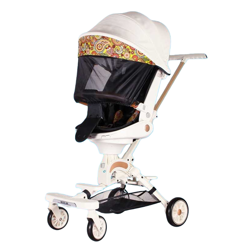 The white trolley baby stroller is lightweight, foldable, suitable for sitting or lying down, and features shock-absorbing universal wheels Item Picture