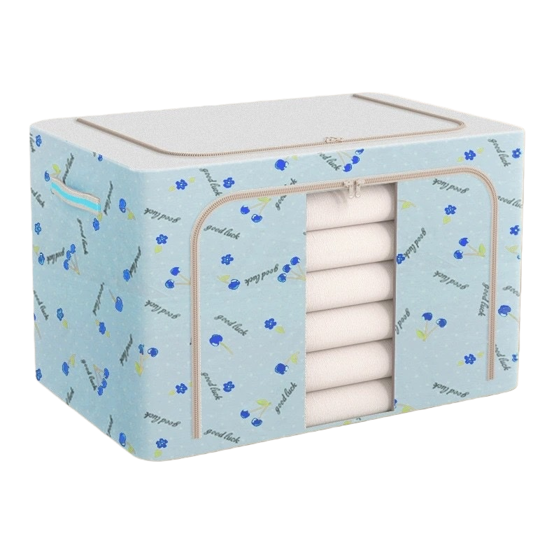 Blue cherry Oxford cloth storage box, large-capacity dust-proof organizing box, household storage box Item Picture