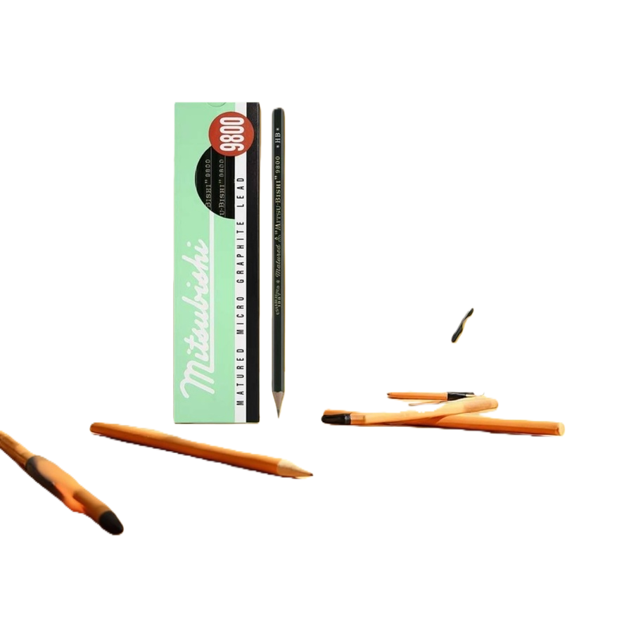 The student stationery is simple and practical with a green-packaged pencil case and a black and orange pencil set Item Picture