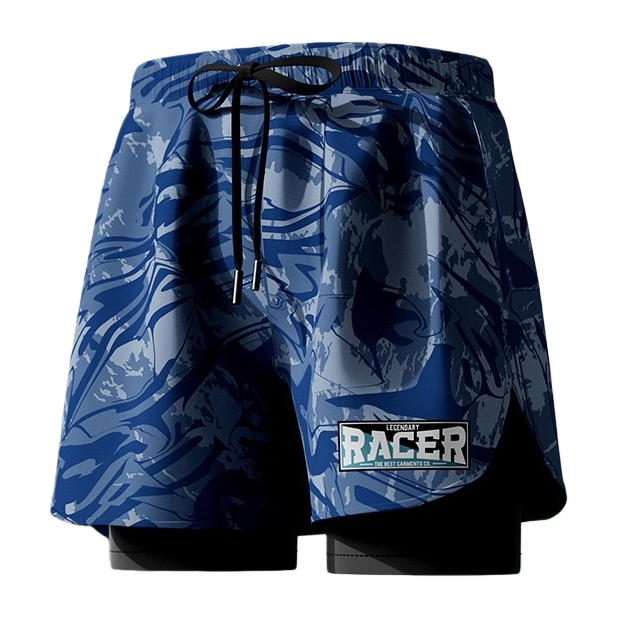 Blue camouflage pattern sports shorts, quick-drying and breathable, men's and women's summer casual fitness shorts Item Picture