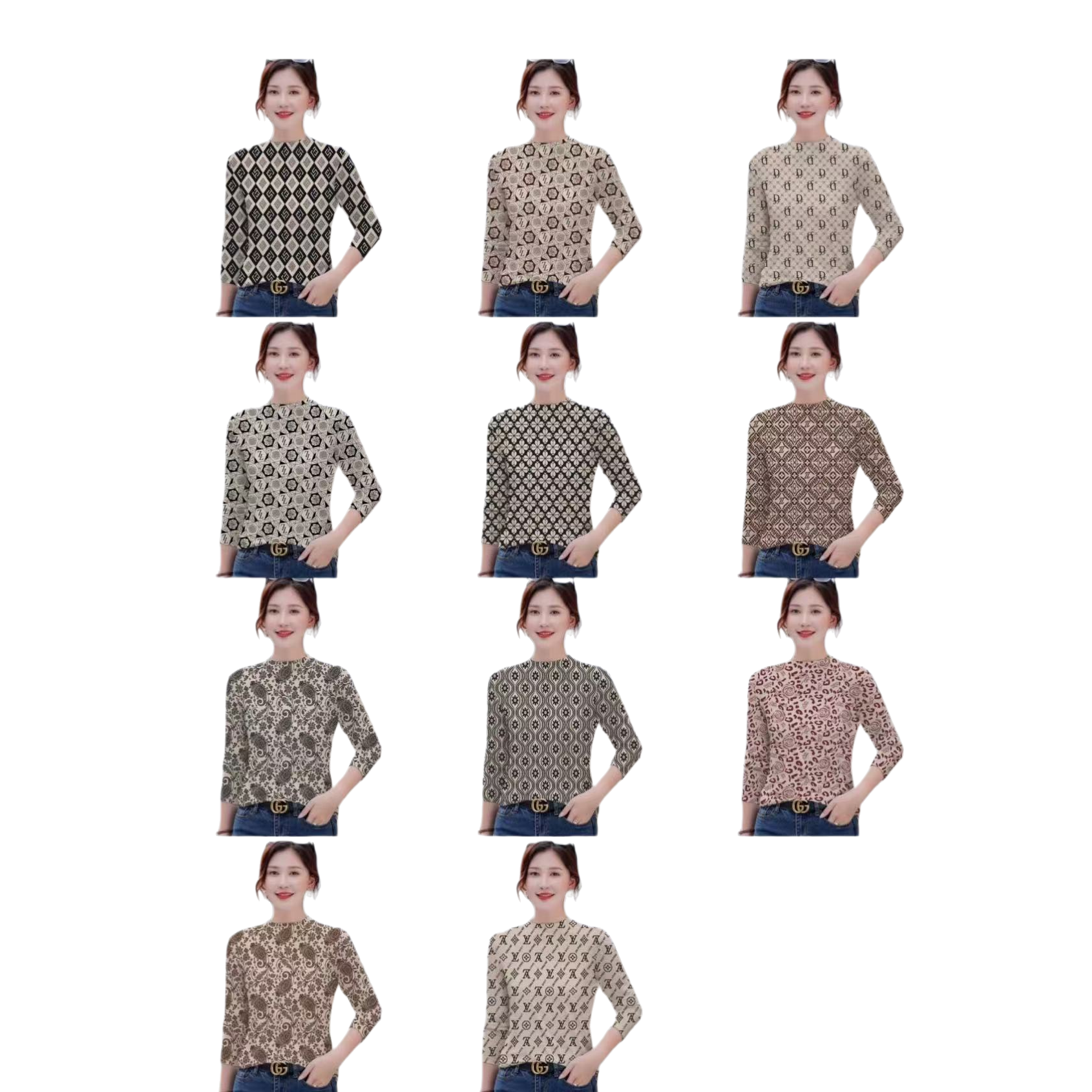 A variety of printed and plump tops, fashionable and loose short-sleeved T-shirts Item Picture