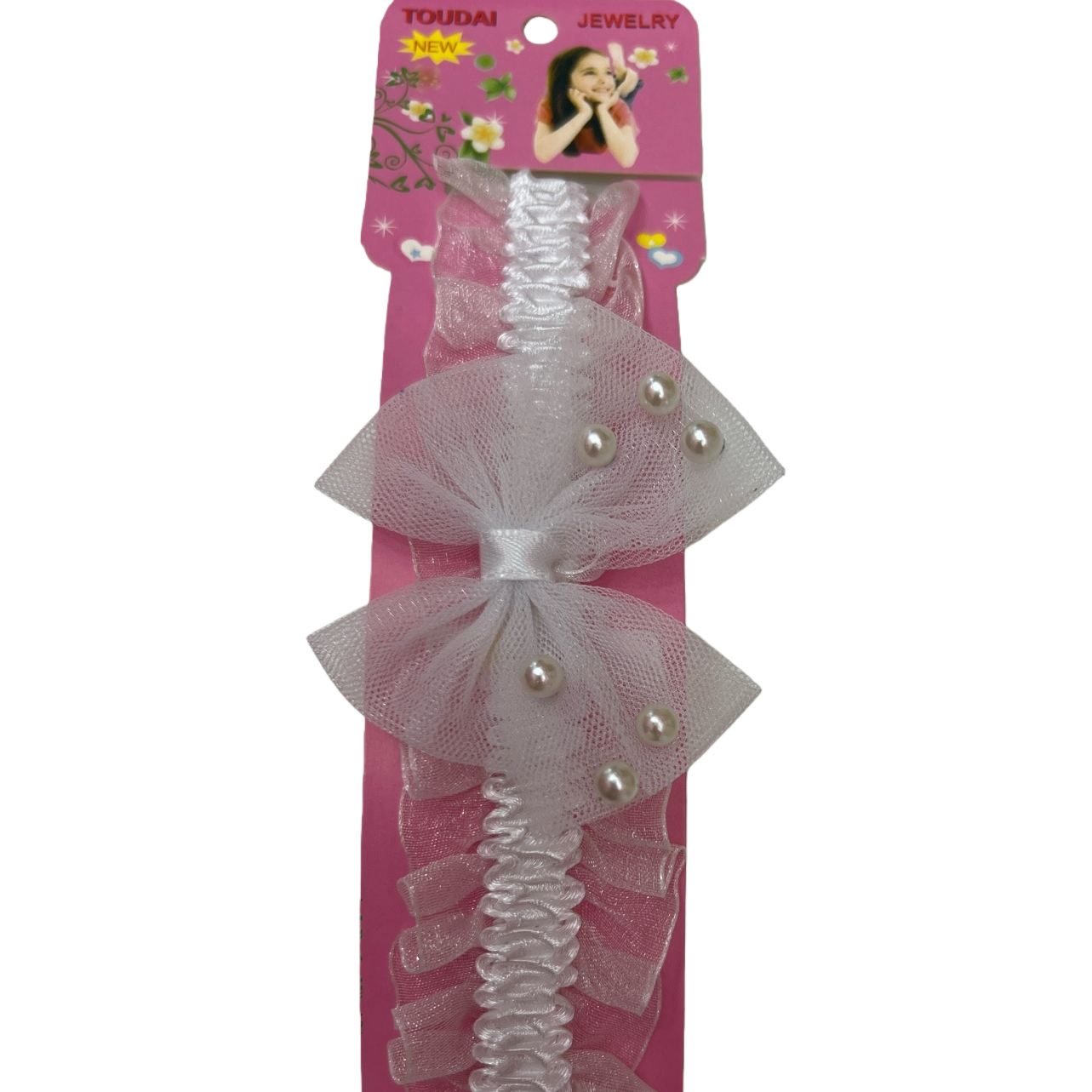Encaje blanco y aro de pelo perla para mujer dulce tocado elegante y versátil accesorios para el cabello Item Picture