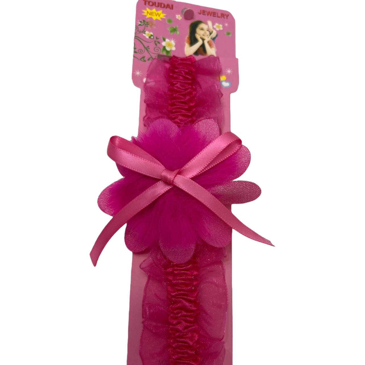 The pink bow flower hairband is suitable for both girls and adults. It is soft, skin-friendly and has adjustable elasticity Item Picture