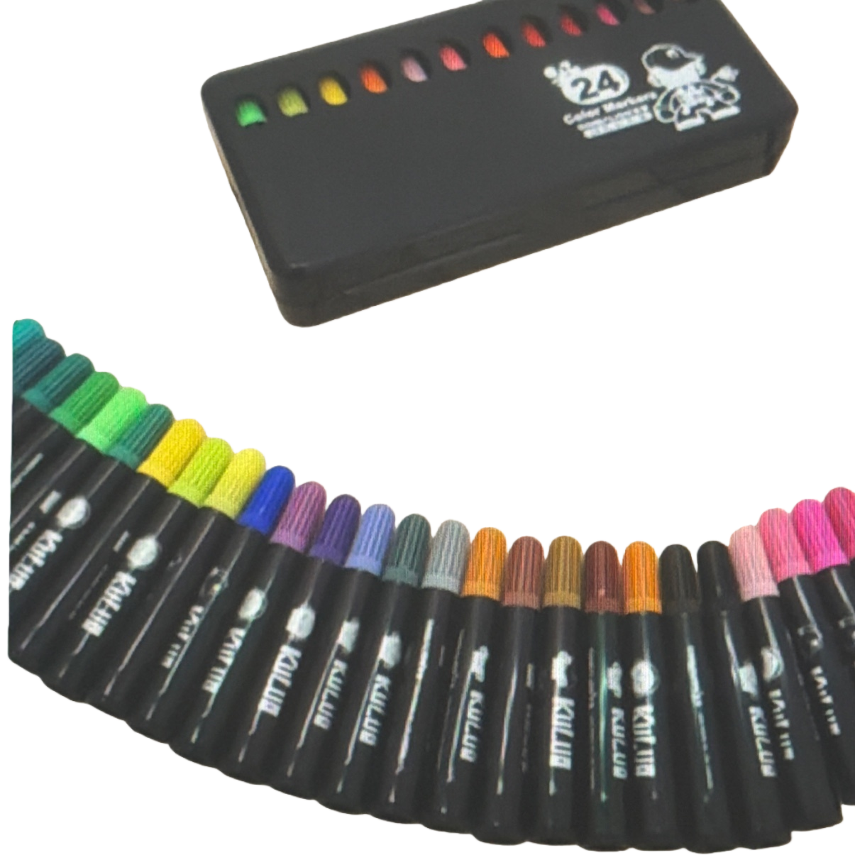 Black marker pen set, quick-drying, waterproof, thick and thin, double-headed, 12 pieces Item Picture
