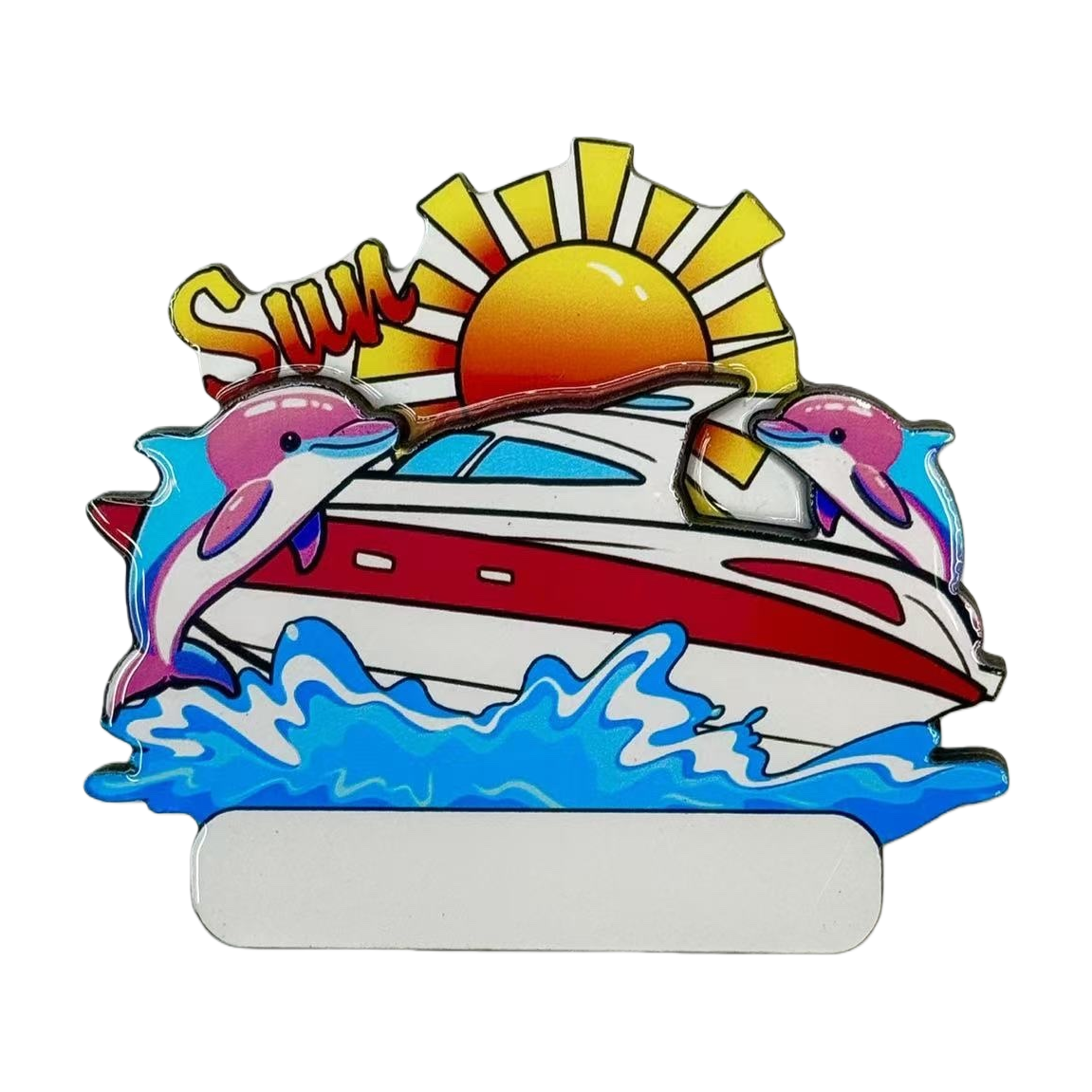 Colorful dolphin yacht Sun tile Creative car fridge magnet decoration for home use, removable Item Picture