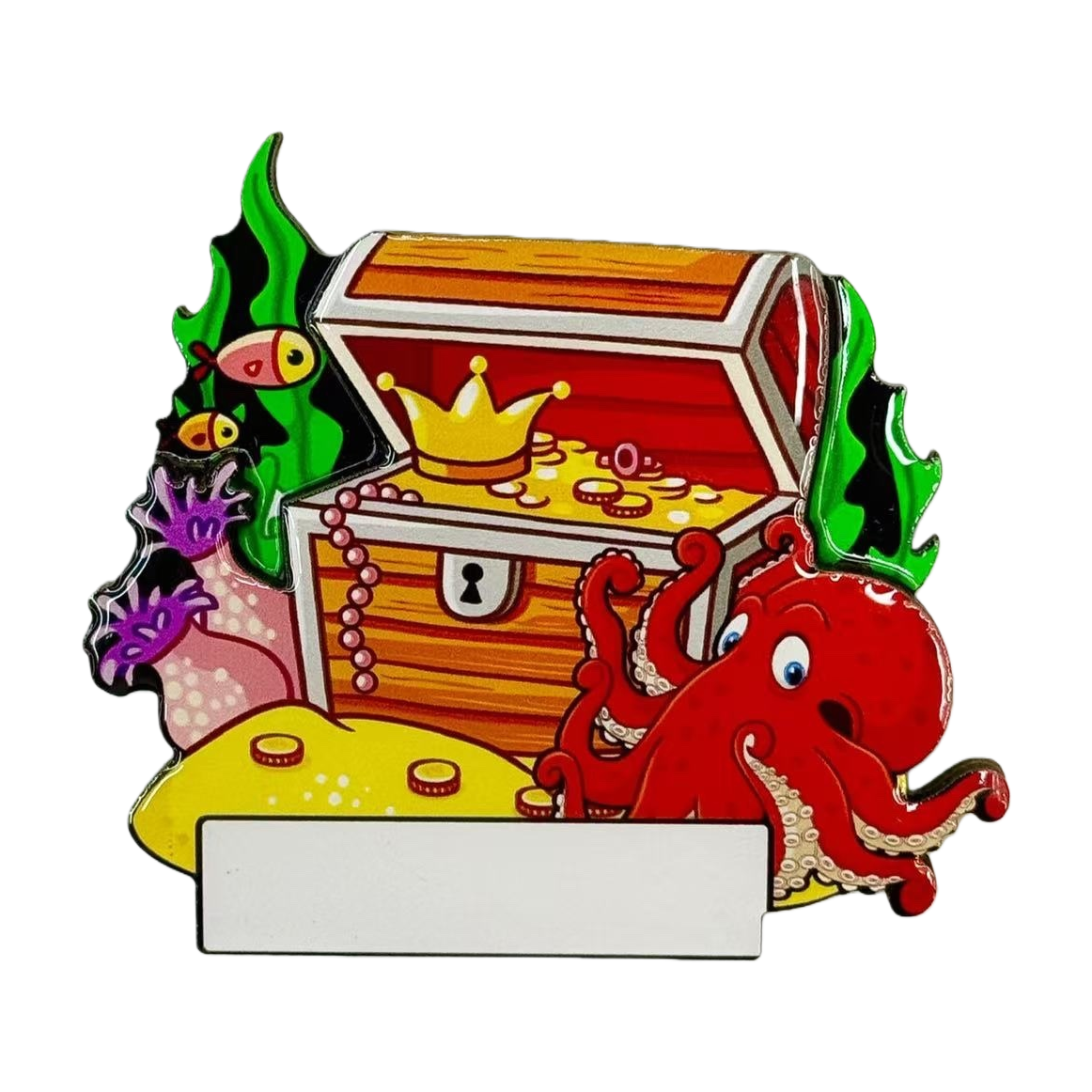 Красный осьминог-сундук с золотыми водорослями короны и кораллами Item Picture