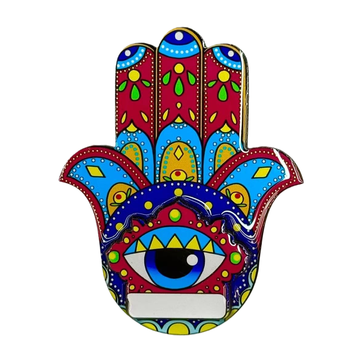 طلاء يدوي ملونة ذات عيون كبيرة في المنتصف، وملصق مبدع للثلاجة Item Picture