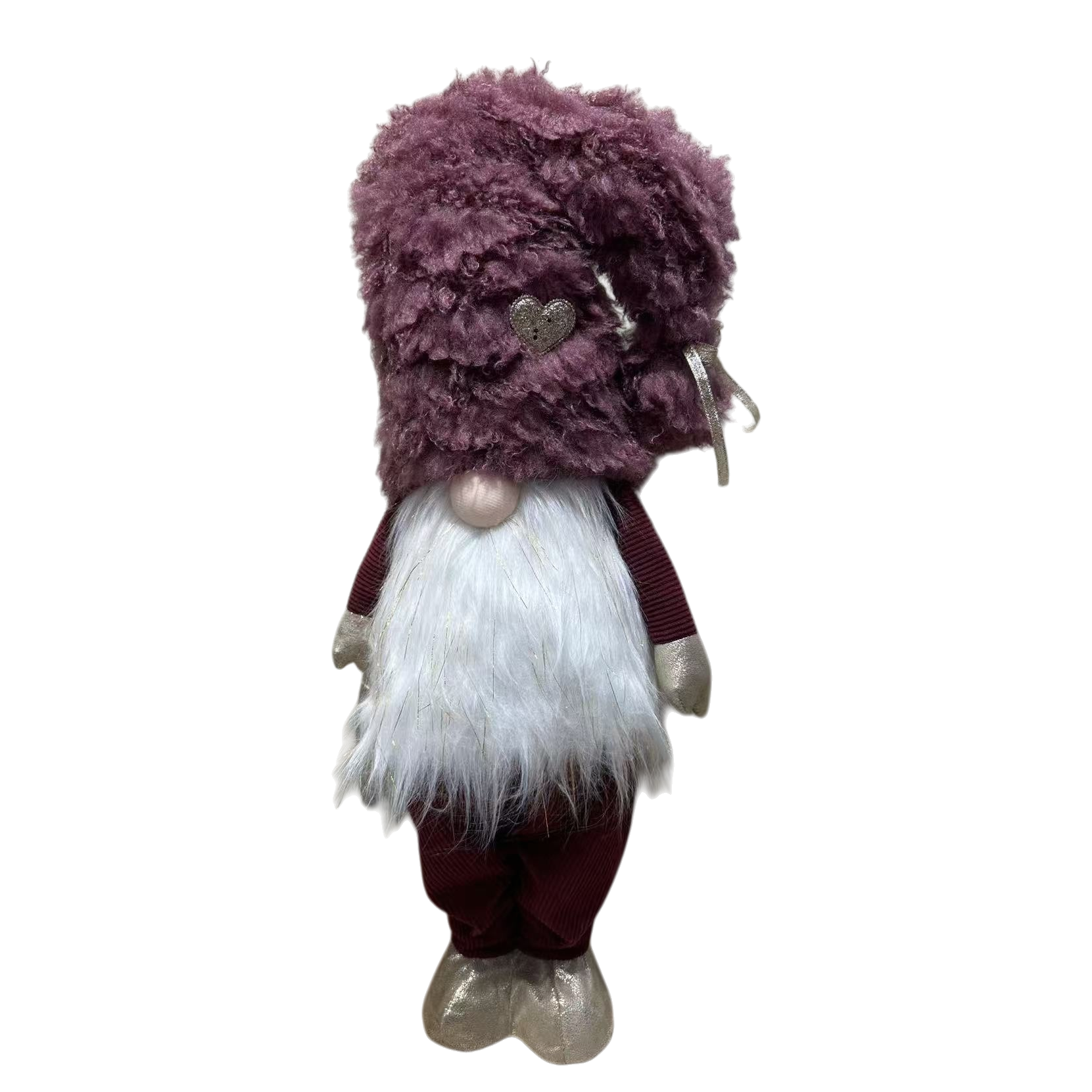 The Christmas purple plush hat paired with the long-bearded dwarf doll set is a cute cartoon holiday decoration Item Picture