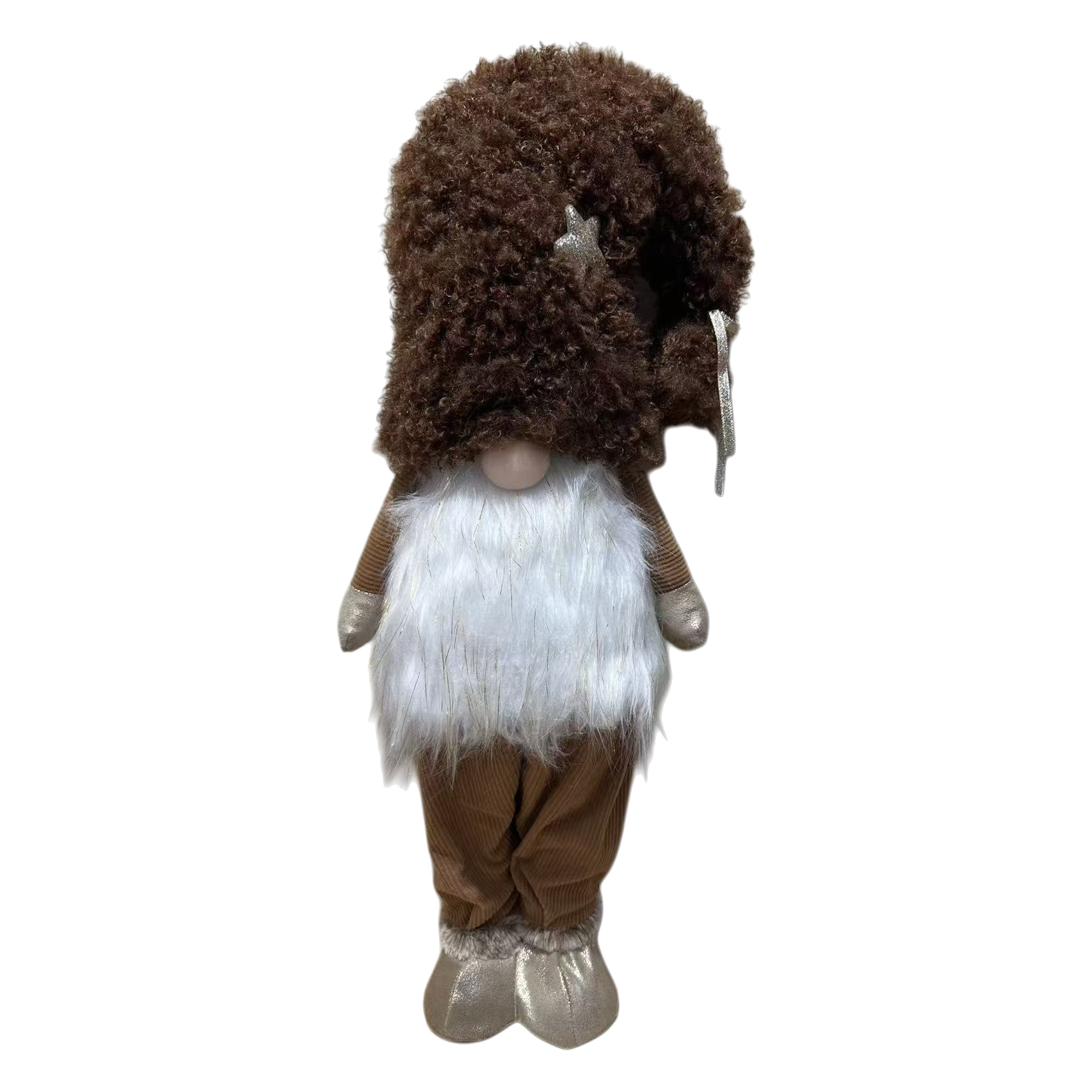 Navidad marrón rizado sombrero blanco barba muñeca peluche decoración de vacaciones regalos Item Picture
