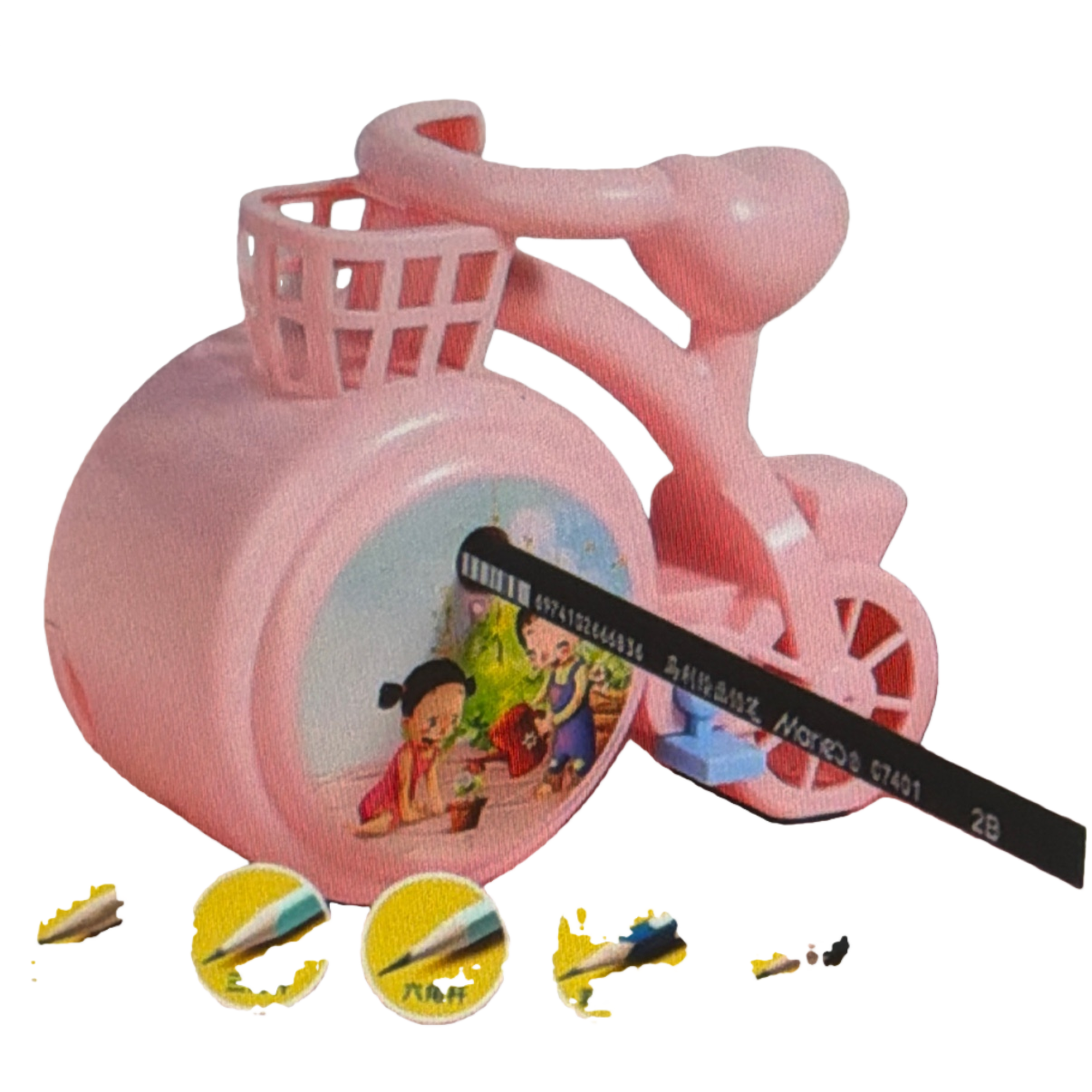 Pink bicycle-shaped pencil sharpener, student stationery, creative pencil sharpener, office supplies Item Picture
