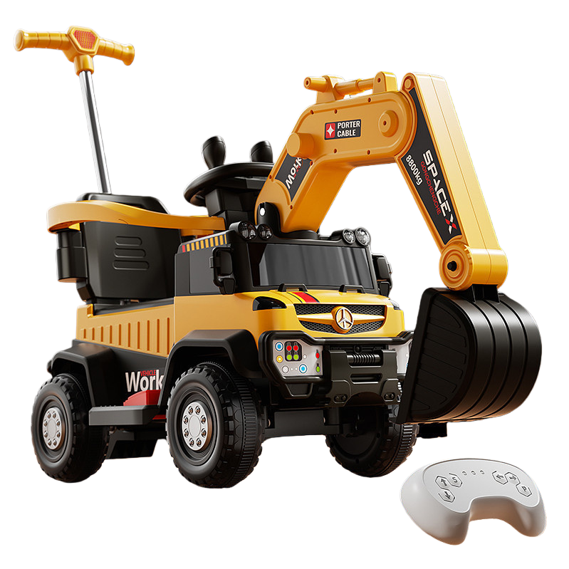 Excavadora eléctrica amarilla coche de juguete puzzle para niños coche de ingeniería retroexcavadora de control remoto Item Picture