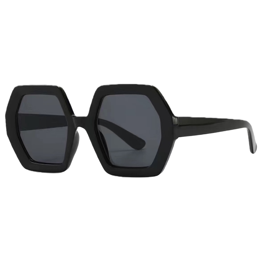 Black hexagonal sunglasses, fashionable UV-resistant polarized sunglasses, suitable for both men and women Item Picture