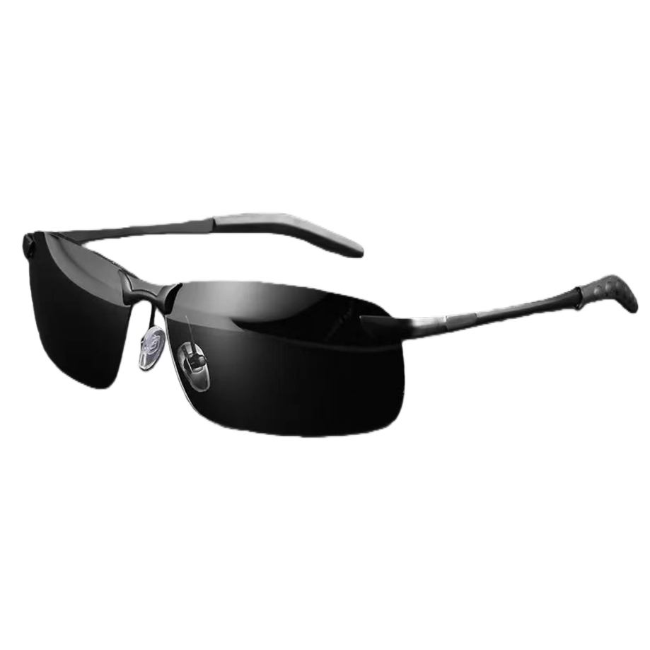 Black frameless sunglasses, fashionable polarized sunglasses, UV protection, lightweight and comfortable Item Picture