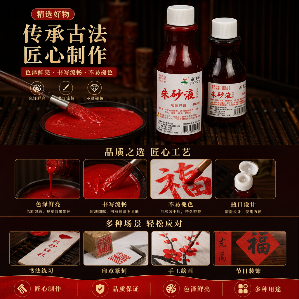 红色墨水瓶 书法练字专用 墨汁瓶装 30ml 毛笔字练习用详情1