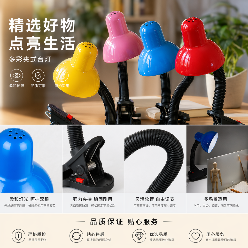 彩色台灯 可调光LED护眼学习台灯 多色温三档调光简约现代详情1