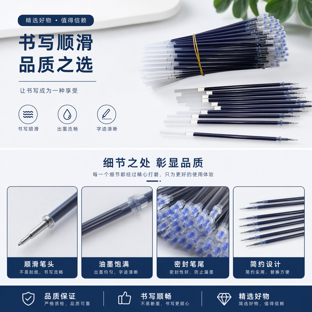 黑色墨囊笔芯 适配百乐派通等品牌 0.5mm 黑色速干书写流畅详情1