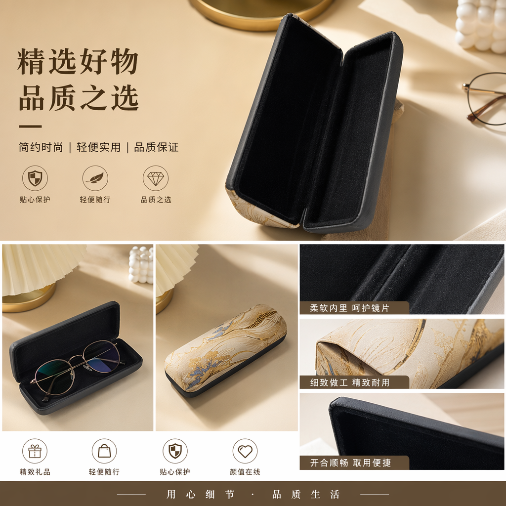 黑色眼镜盒 便携软壳防刮镜盒简约时尚男女通用详情1