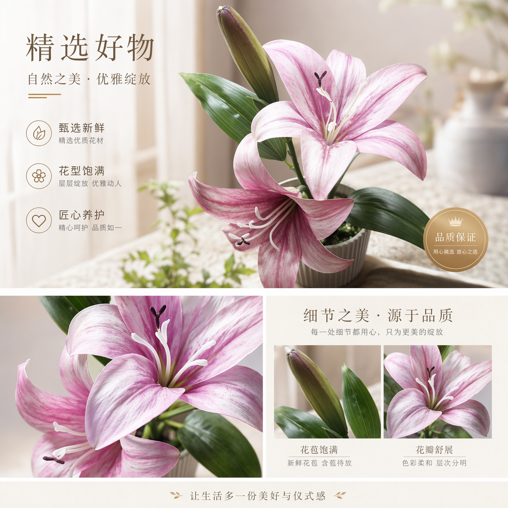 紫白条纹百合花图案抱枕套 客厅卧室装饰家居用品详情1