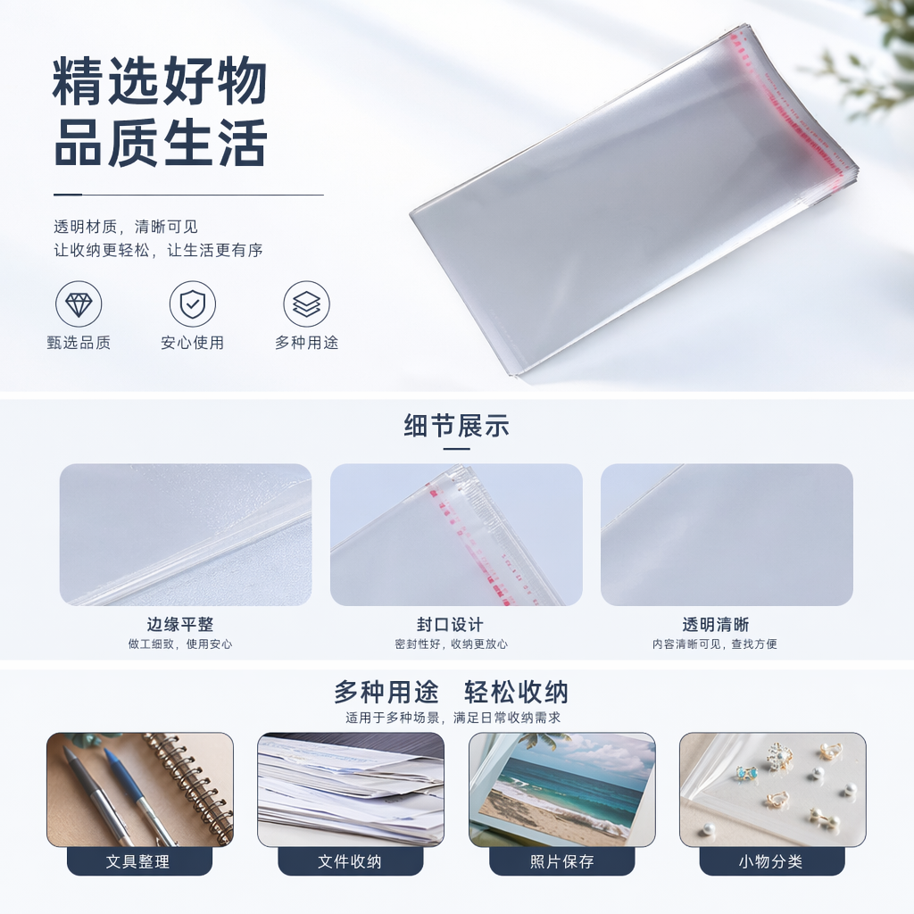 透明塑料袋密封自封袋 opp包装袋批发详情1