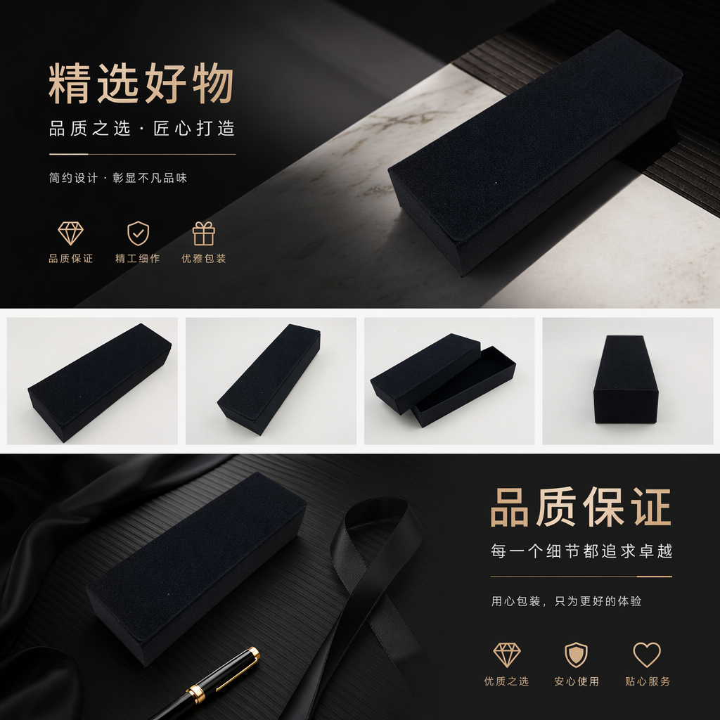 黑色长方形礼品盒 眼镜盒收纳盒简约大气通用款眼镜盒详情1