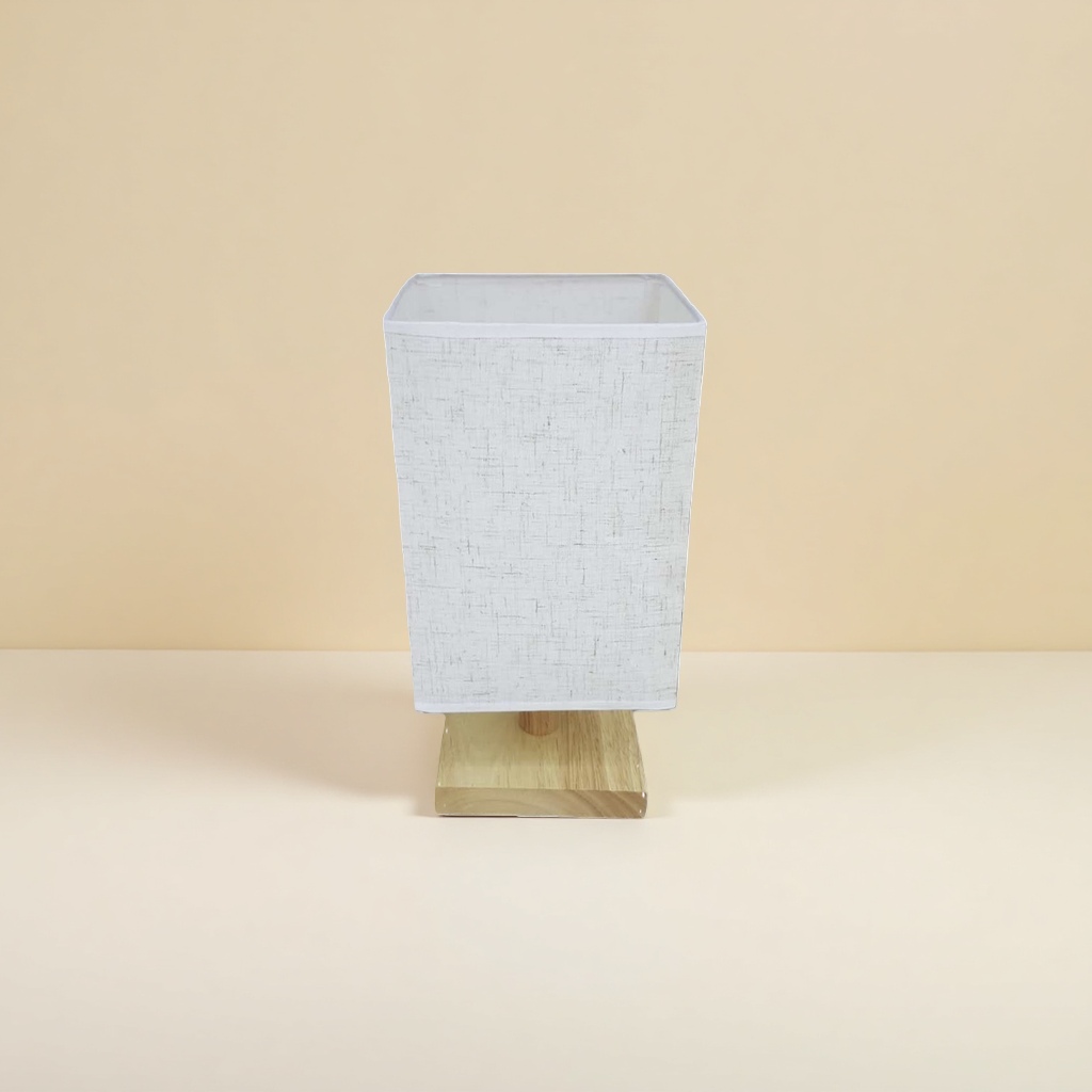 White fabric lampshade, wooden base table lamp, Nordic minimalist living room, bedroom, bedside reading lamp Specification image