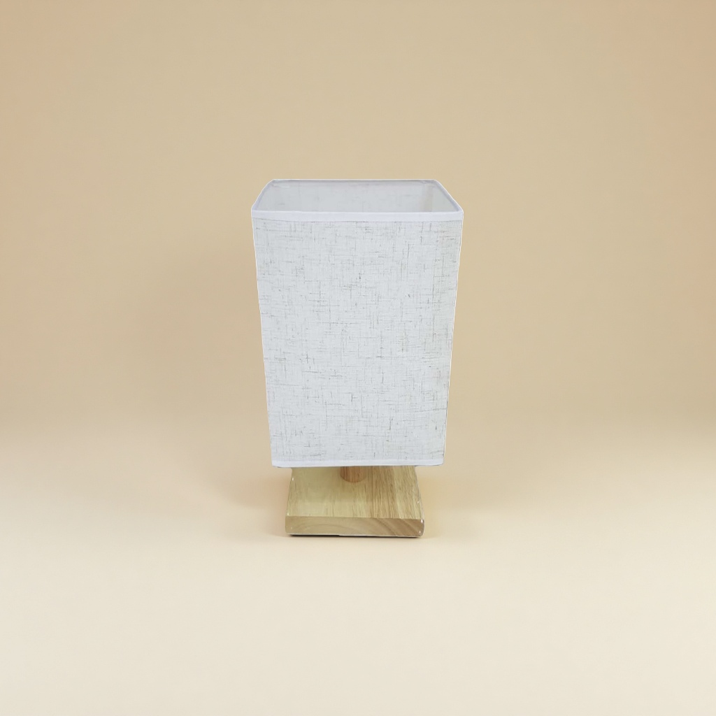 White fabric lampshade, wooden base table lamp, Nordic minimalist living room, bedroom, bedside reading lamp