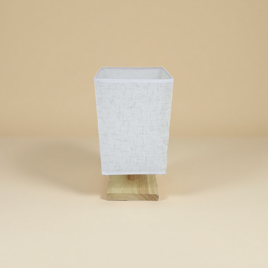 White fabric lampshade, wooden base table lamp, Nordic minimalist living room, bedroom, bedside reading lamp details Picture
