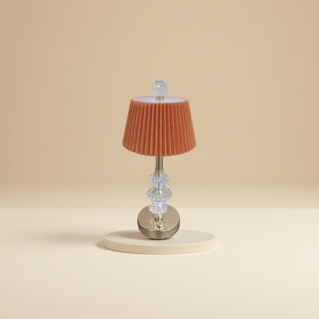 Orange pleated lampshade table lamp, Nordic minimalist bedside reading eye-protecting floor lamp