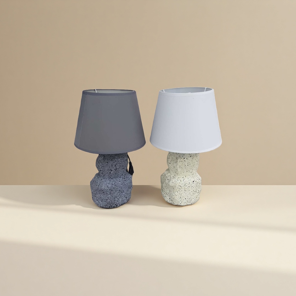 Grey lampshade with grayish-white spots on the base table lamp, white lampshade with beige spots on the base table lamp Application Scenario