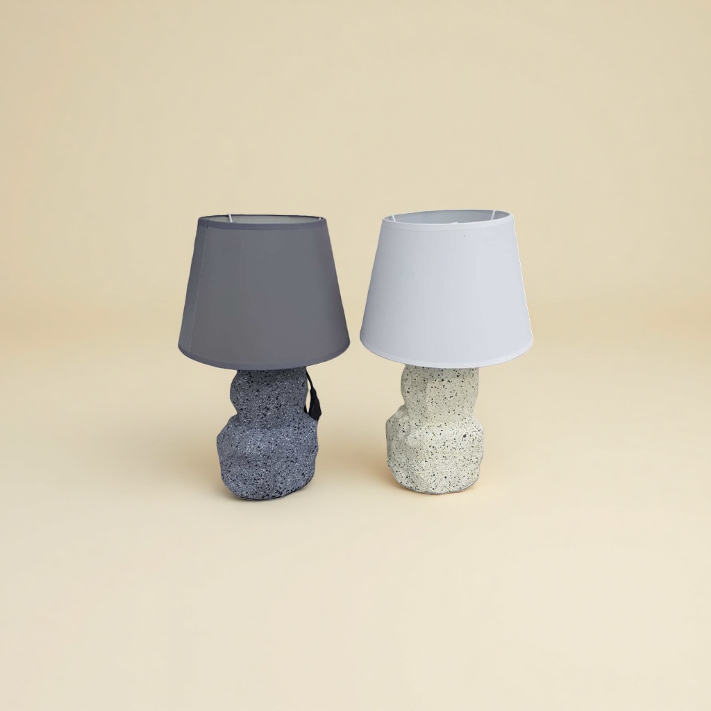 Grey lampshade with grayish-white spots on the base table lamp, white lampshade with beige spots on the base table lamp Specification image