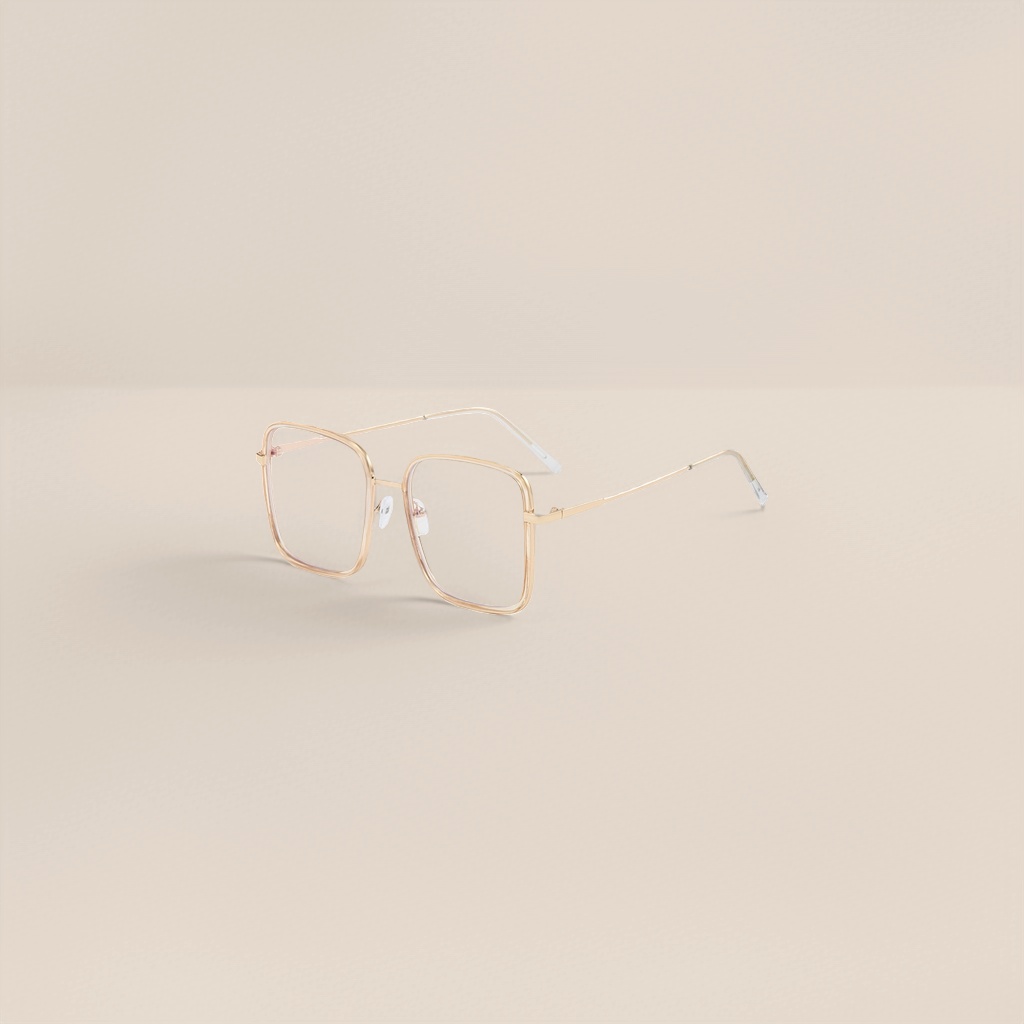 The golden square spectacle frame and metal frame are light, comfortable, fashionable and versatile