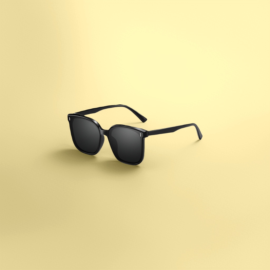 Black-framed black and gray plate sunglasses, fashionable UV-resistant polarized sunglasses Specification image
