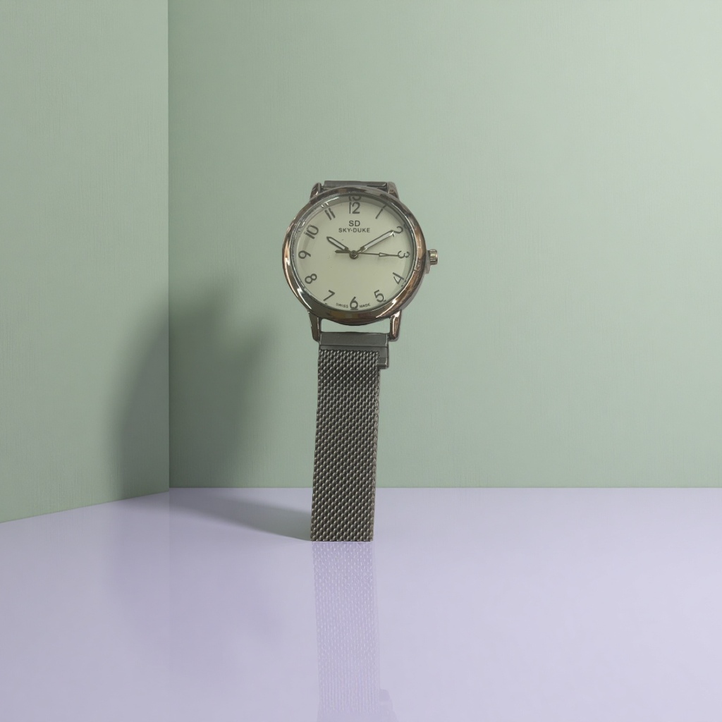 Correa de metal plata reloj moda simple negocios casual hombres mujeres universal details Picture
