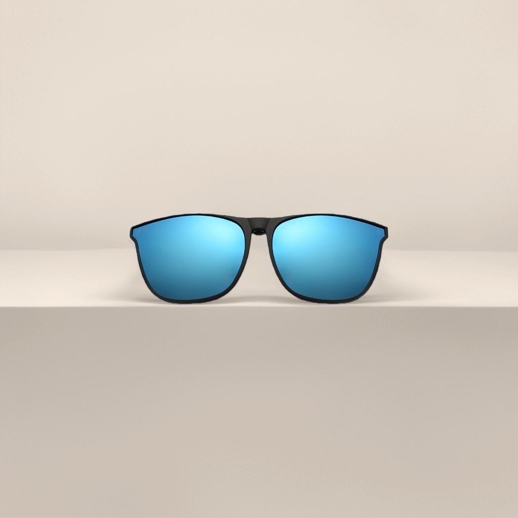Black frame, blue lens, lightweight metal sunglasses, UV protection for daily commuting details Picture