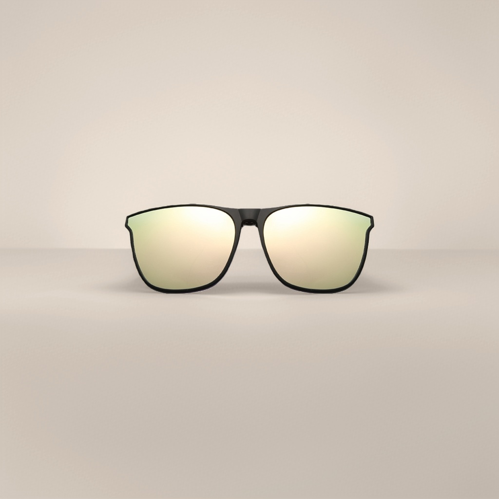 Black frame and golden reflective lens sunglasses, fashionable UV-resistant polarized sunglasses
