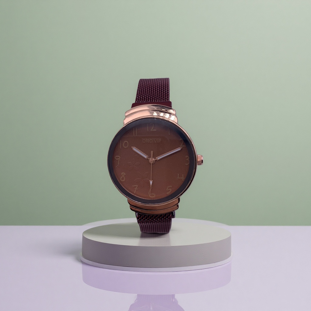 قشرة ذهبية من اللون البني، شبكة معدنية مع ساعات Specification image