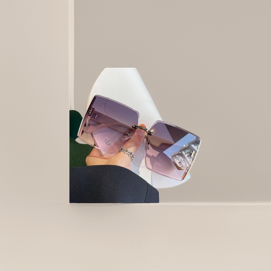 Pink gradient frameless sunglasses, fashionable, light and UV-resistant polarized sunglasses