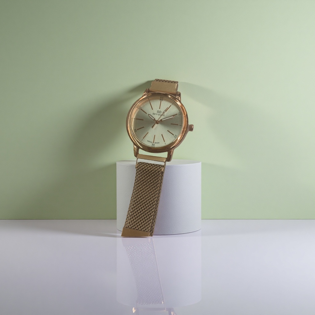 Caja de oro dial plata metal malla correa reloj moda simple negocios casual hombres mujeres universal Application Scenario