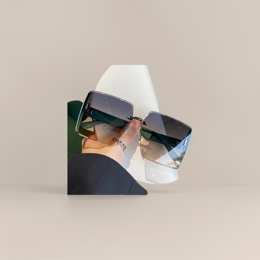Silver-framed gradient lens sunglasses, fashionable UV-resistant polarized sunglasses Specification image