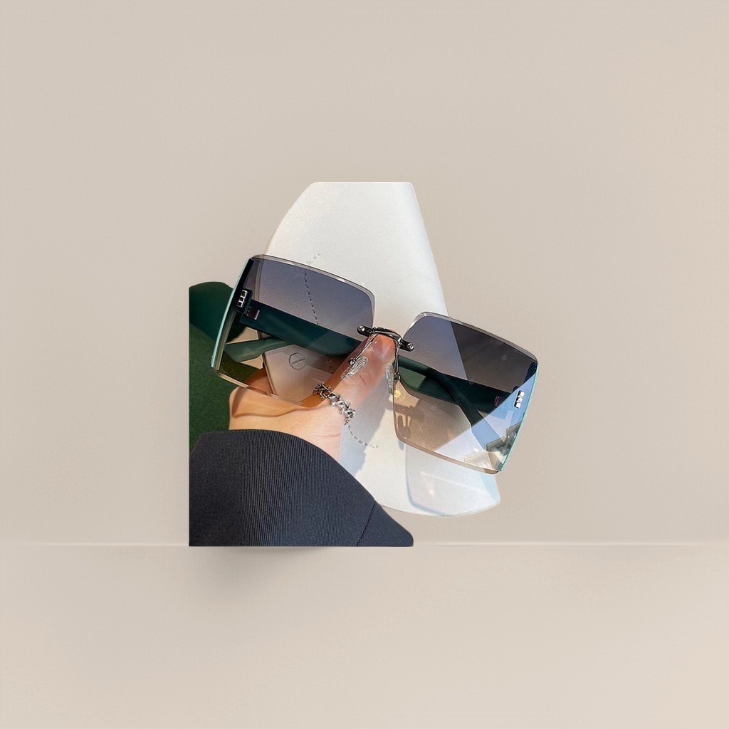 Silver-framed gradient lens sunglasses, fashionable UV-resistant polarized sunglasses