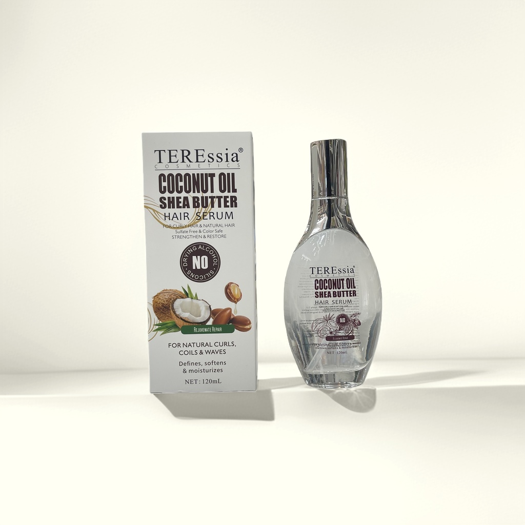 TEREssia coco cuidado del cabello aceite esencial de coco cuidado del cabello aceite de pelo botella de vidrio transparente caja blanca details Picture
