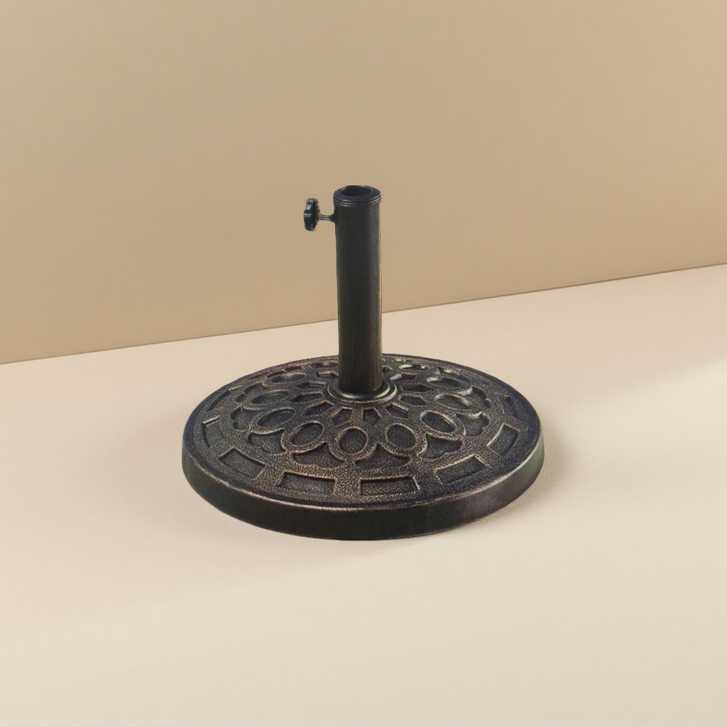 The black hollowed-out circular umbrella base and the outdoor sunshade umbrella counterweight base are stable and windproof Specification image