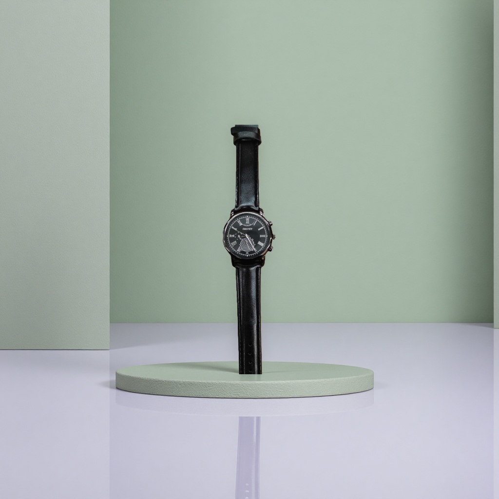 Cinturón negro hombre reloj de cuarzo correa de cuero simple negocios casual impermeable