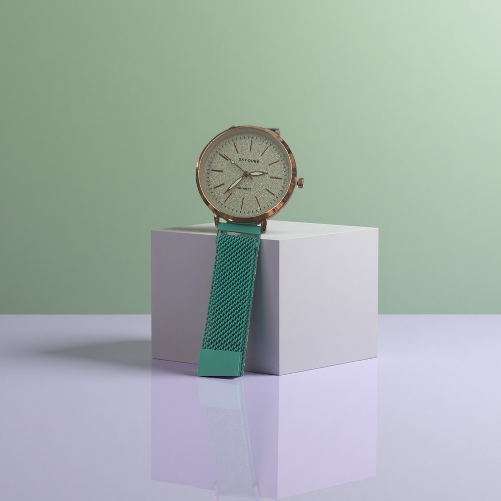 ساعة خضراء خضراء اللون الذهبي سيدة كوارتينغ Specification image