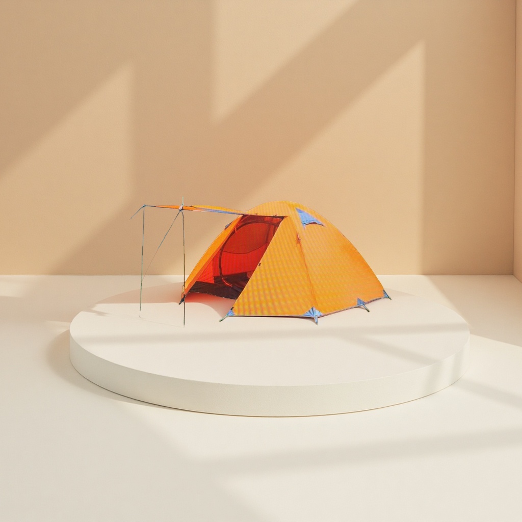 Orange outdoor camping tent, portable waterproof and windproof wild tent